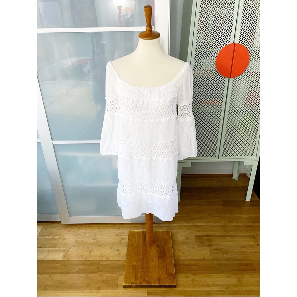 NWT Bailey 44 Mykonos White Eyelet Striped Dress